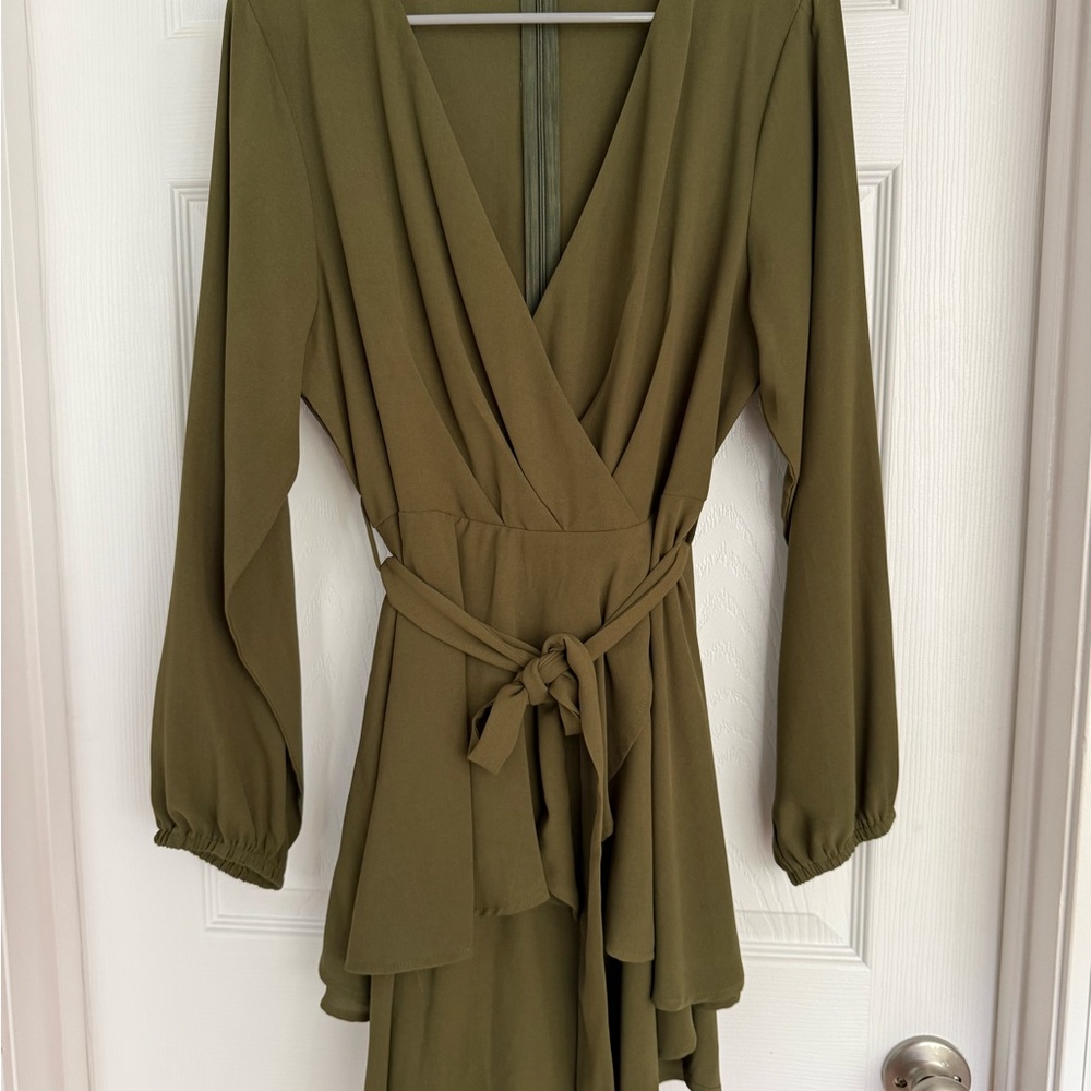 Elegant Olive Green Dress